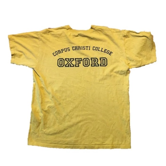 Oxford Corpus Christi College Yellow Graphic T-Shirt Size Medium M, Rare Version - Picture 2 of 4